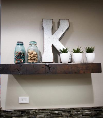 Reclaimed-beam floating shelf